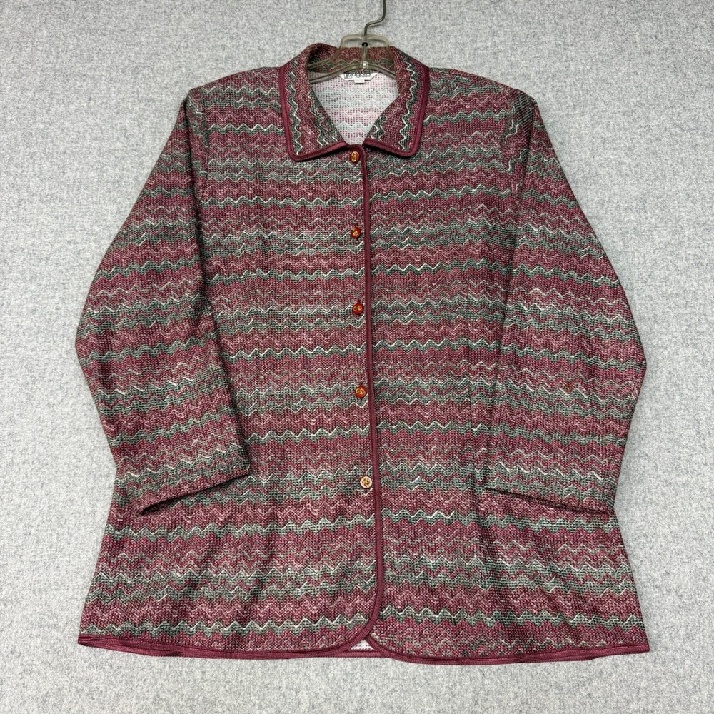 Agora Fashion | Button Front Top | Large | Burgundy | Vintage Chevron Knit Top